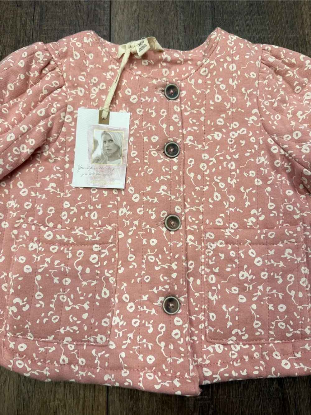 NWT Jessica Simpson 24 month pink white floral quilted jacket sweater